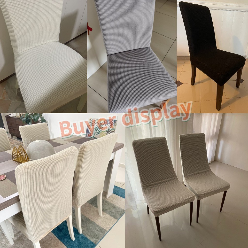Áo Ghế Ngồi Bàn Ăn Vải Đan Dày Co Giãn Màu Trơn Chống Bẩn Tiện Dụng Cho Nhà Hàng / Quán Cà Phê