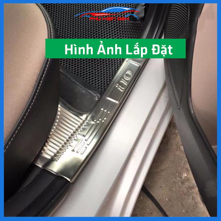 Bộ ốp bậc cửa trong ngoài nẹp bước chân Hyundai I10 2014-2015-2016-2017-2018-2019-2020 Inox chống trầy trang trí xe