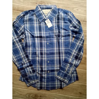 Áo sơ mi nữ Abercrombie sọc xanh kèm hình thật