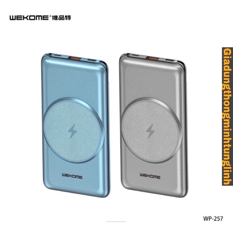 [Chính hãng BH 12 tháng]Sạc dự phòng không dây Wekome wp 257, có hỗ trợ sạc từ tính (5000, 10000 mah)