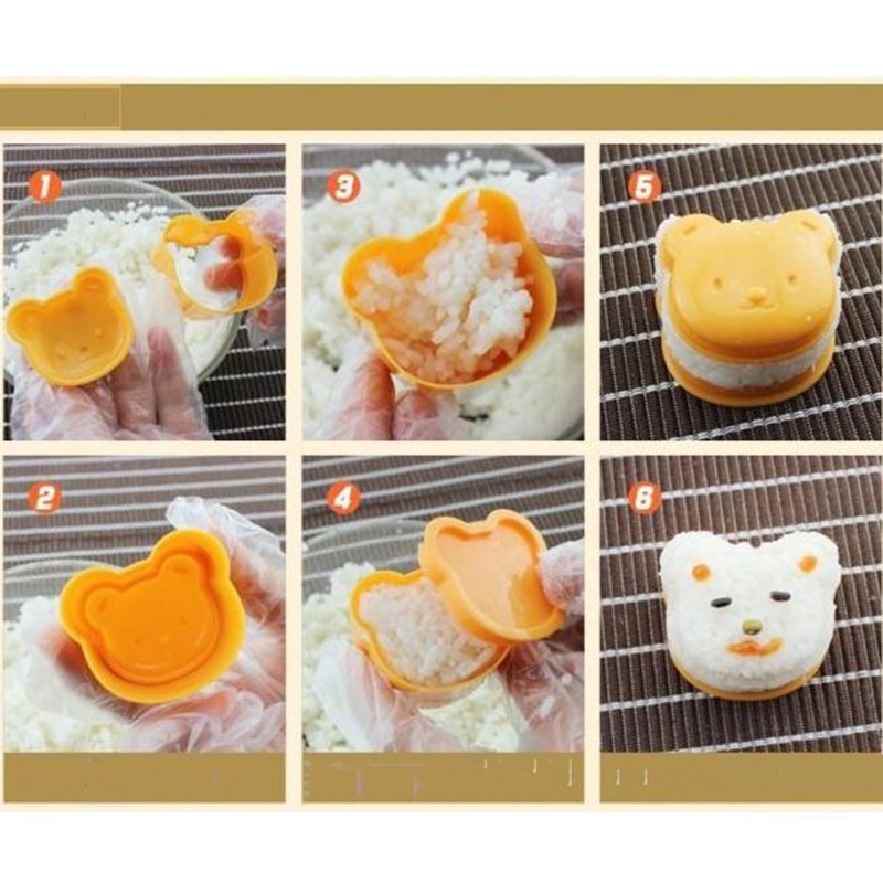 Bộ 3 khuôn bento ép cơm hình thỏ gấu mèo kitty cho bé