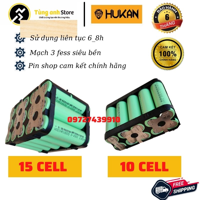 Pin Máy Khoan, Siết Bulong HuKan 15cell 10cell chính hãng.