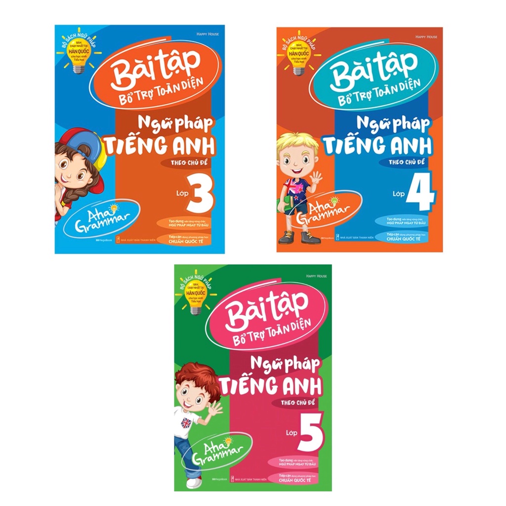 Sách - Combo Aha Grammar bài tập bổ trợ ngữ pháp tiếng anh theo chủ đề lớp 3,4,5