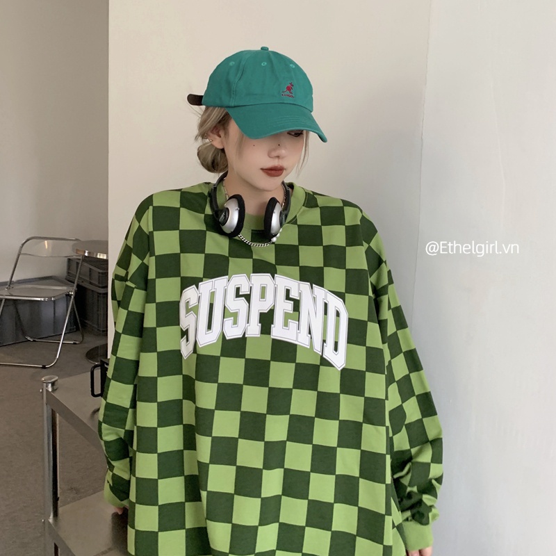 Áo thun tay dài dáng rộng họa tiết kẻ sọc phong cách Harajuku sành điệu cho nữ | BigBuy360 - bigbuy360.vn