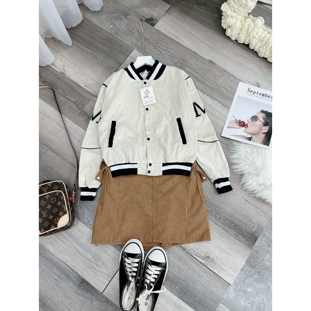 Set nhung tăm oze mix chân váy ngắn chữ a kèm thắt lưng