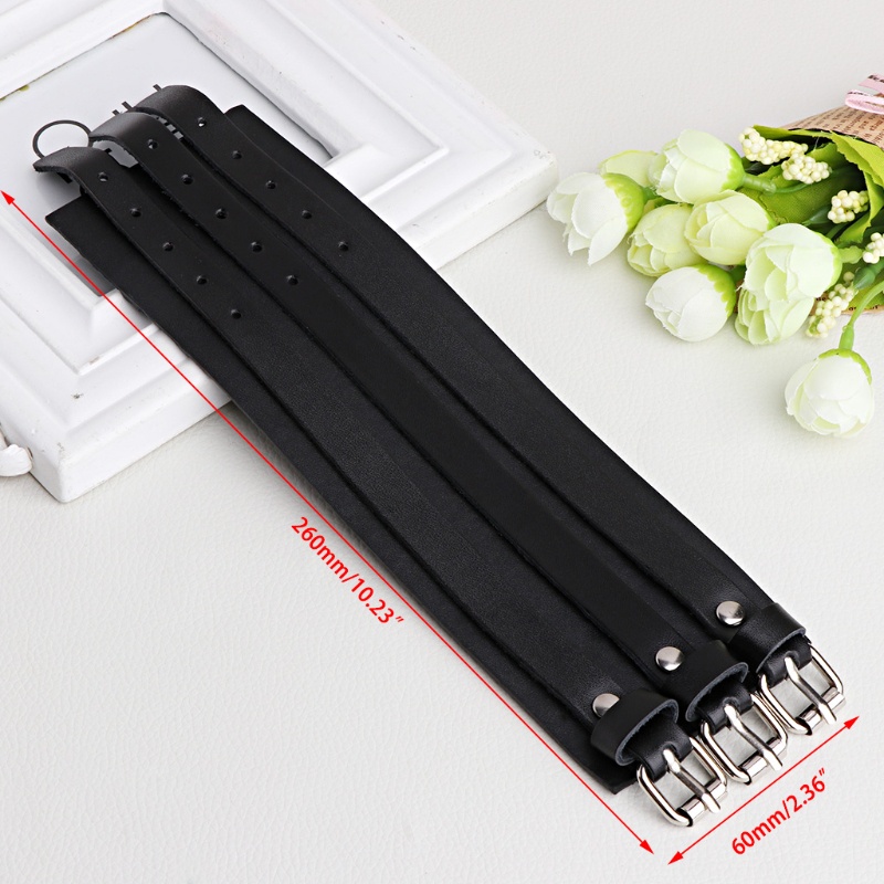 Vòng Tay Giả Da 3 Sợi Kích Thước 260x60mm Phong Cách Punk