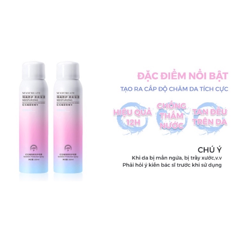 Kem chống nắng trắng da dưỡng ẩm da khô dạng xịt Maycreate LUVELA CN01