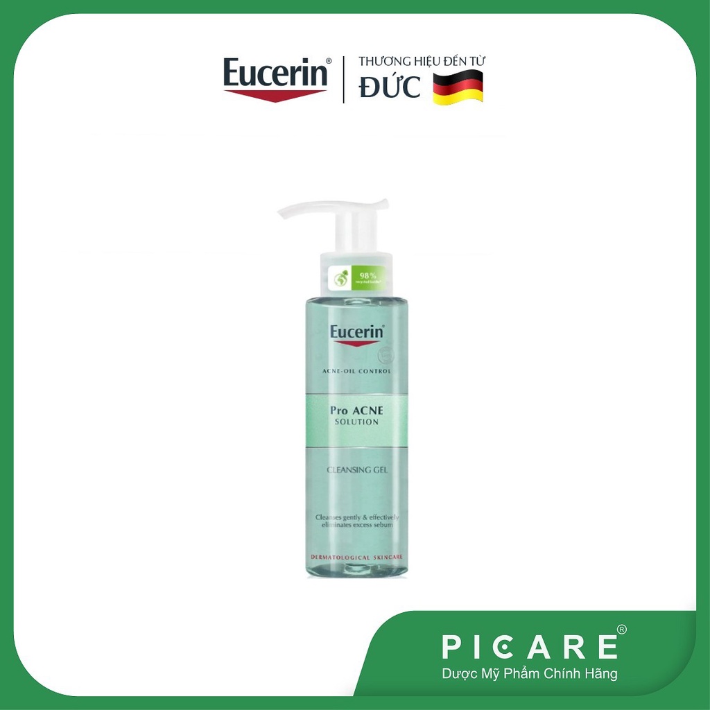 Sữa rửa mặt dạng gel dành cho da nhờn mụn Eucerin Pro Acne Solution Cleasing Gel 200ml