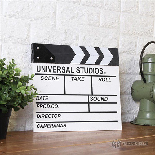 Clapboard gỗ màu trắng 30x27cm hỗ trợ quay phim CB-3027 bảng dập điện ảnh cho đạo diễn