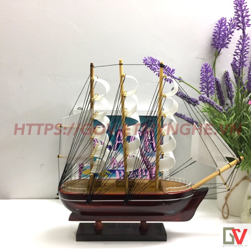 [Đã lắp ráp] Mô hình thuyền gỗ trang trí - Thuyền gỗ Belem của Pháp - Dài 25cm - Gỗ Tự Nhiên
