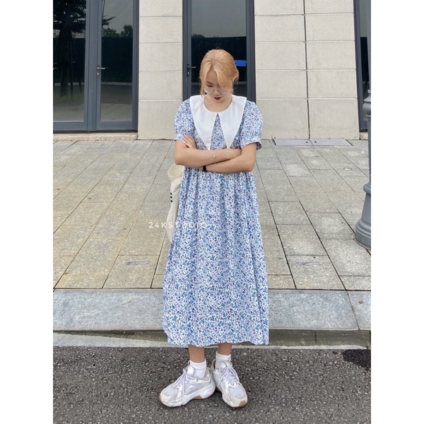 Floly dress - Váy/đầm babydoll vintage hoa nhí freesize 24KSTUDIO