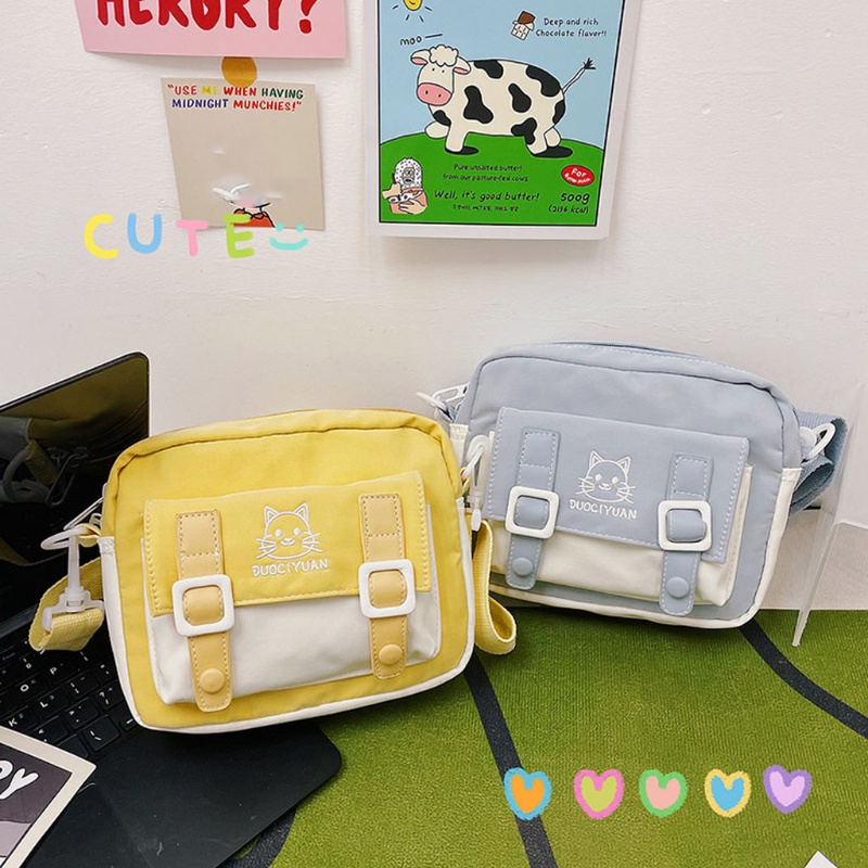 Túi Đeo Chéo Vai Thêu Hình Mèo Hoạt Hình Dành Cho Nữ