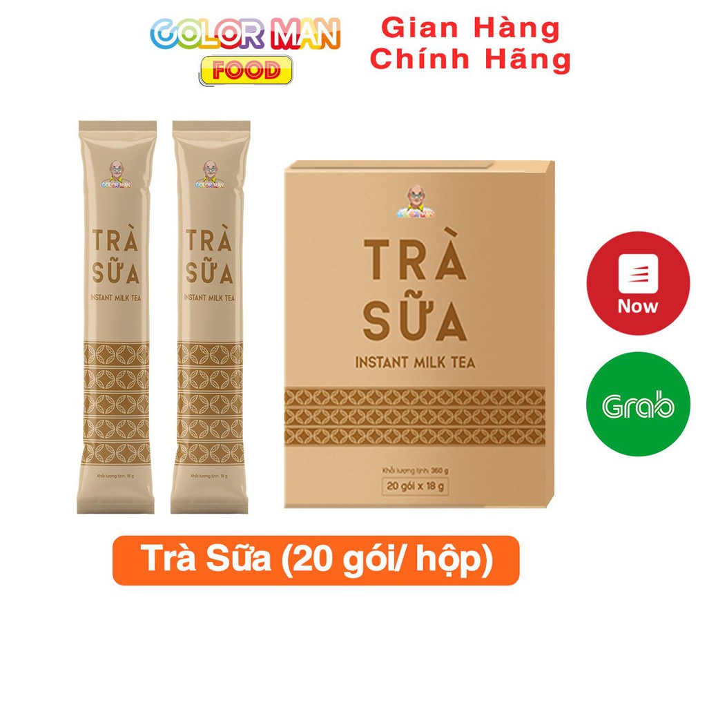Trà Sữa Hòa Tan Color Man set 20 gói với thành phần bột kem béo cao cấp, trà đen sấy khô chuyên dùng pha trà sữa