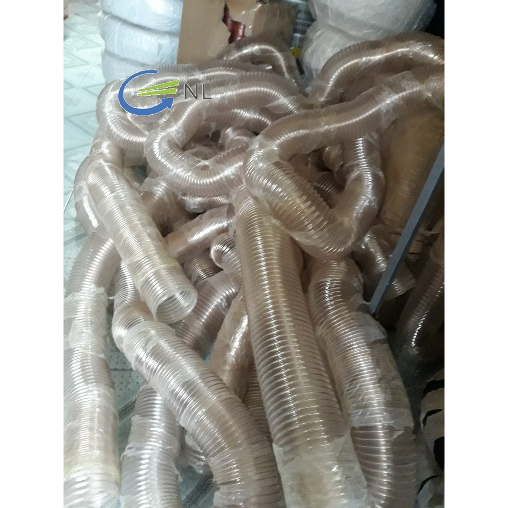 Ống hút bụi nhựa mềm Pu lõi thép mạ đồng d100 ,Dùng hút bụi ,nối máy hút bụi CNC,dẫn khí,dẫn các hóa chất