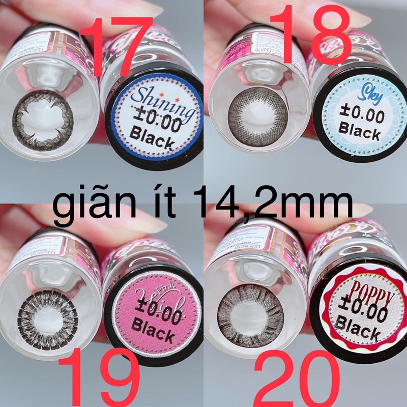 (FREE SHIP) Các mẫu lens Đen_Black HOT size ít giãn 14,3-14,2mm _Không độ