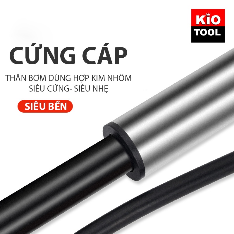 Bơm xe đạp gắn treo xe Kiotool chắc chắn nhỏ gọn cơ động kèm đủ phụ kiện CHCK