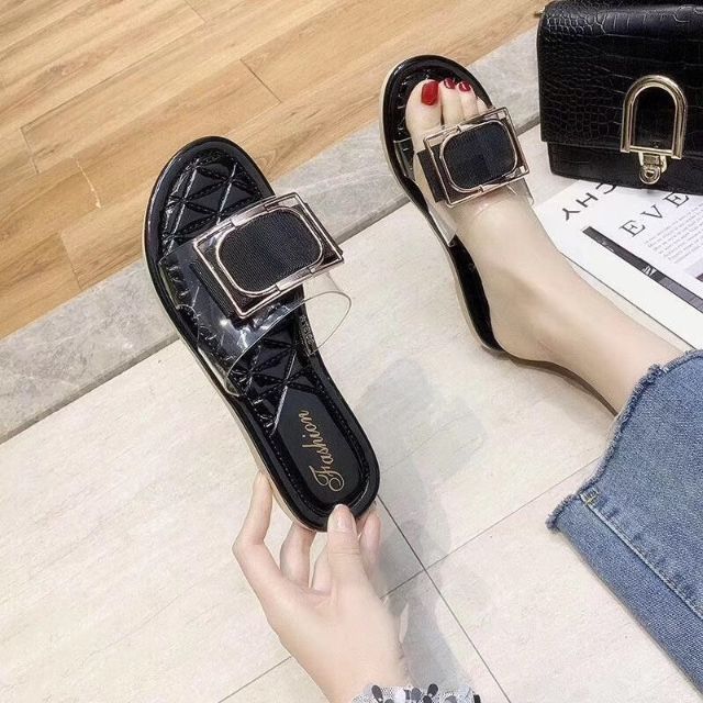 Xả hàng - Dép khóa vuông quai trong ulzzang 2A02