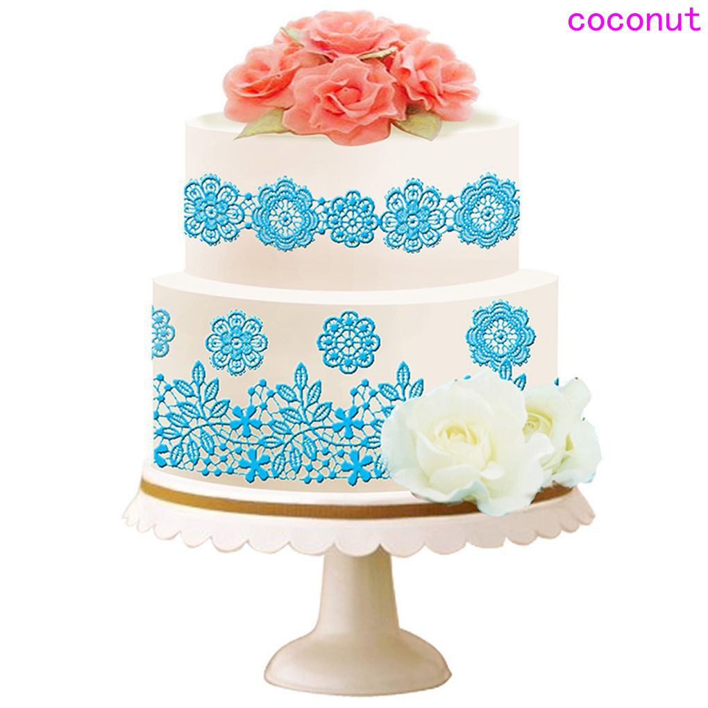 Khuôn silicon họa tiết ren hoa làm kẹo đường trang trí bánh kem tiện dụng