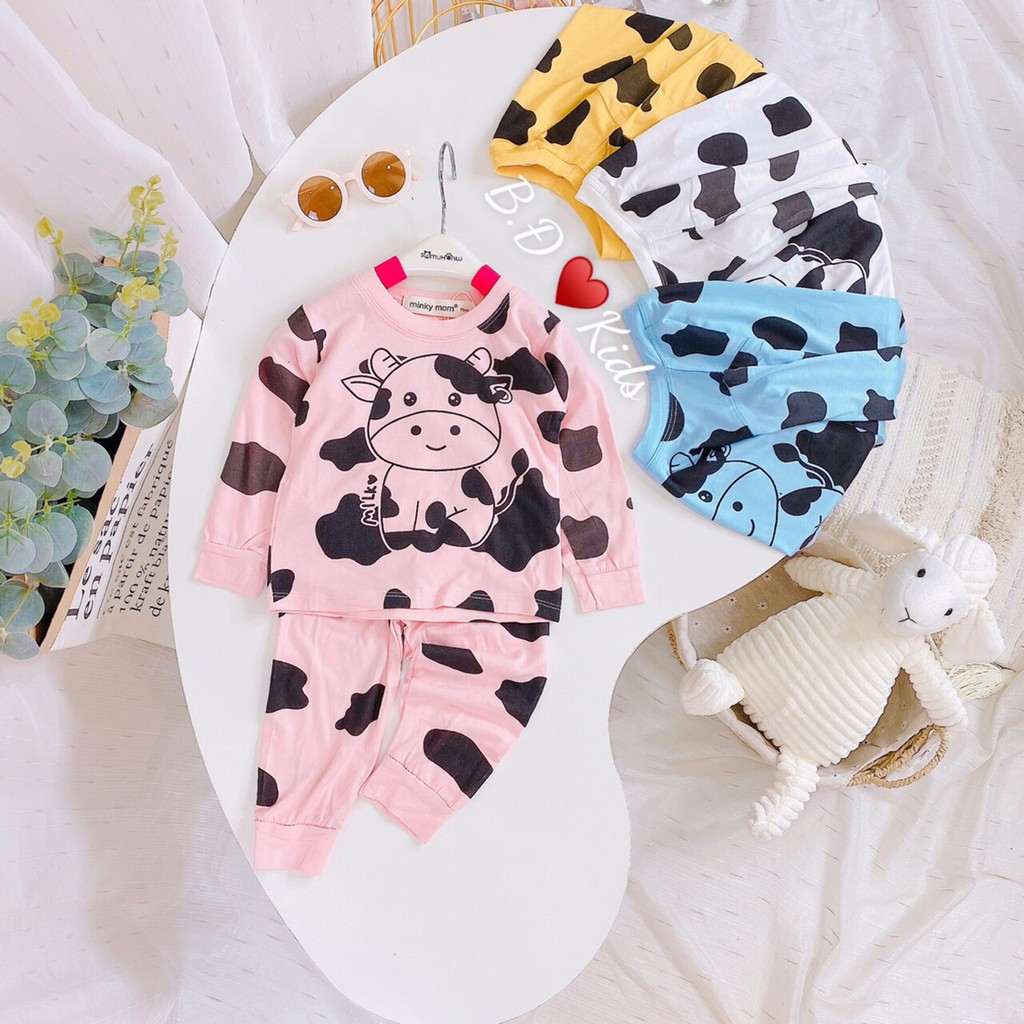 Bộ thun lạnh dài tay bò sữa cho bé trai bé gái