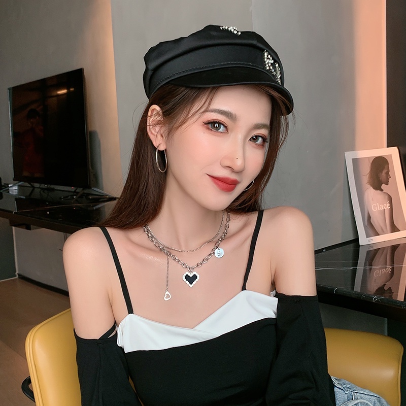 Vòng cổ Mặt Hình Trái Tim Màu Đen Phong Cách hip hop