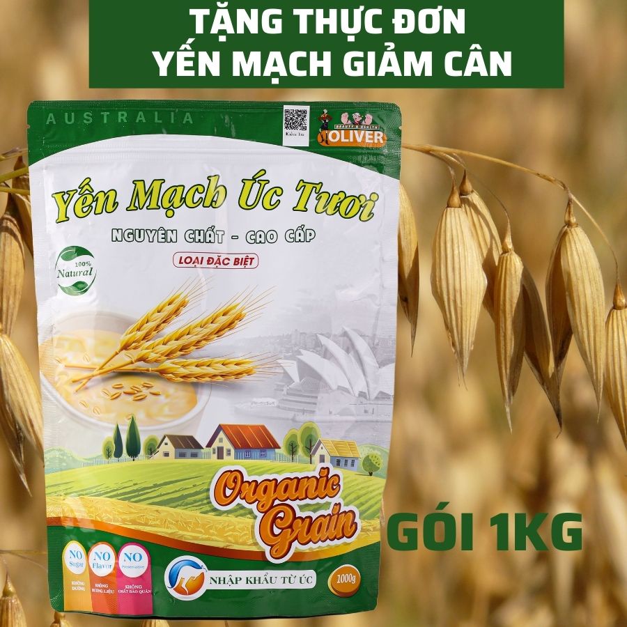 Yến mạch giảm cân, yến mạch úc tươi Oliver gói 1kg, tặng thực đơn giảm cân - YMO