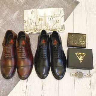Giày tây Oxford cột dây da bò thật VSMAN - Giày da nam công sở mũi tròn cao cấp dành cho quý ông - KPG001