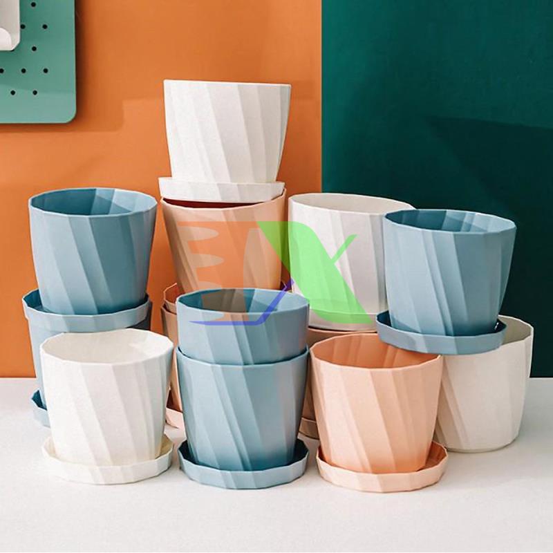 Chậu Nhựa Trồng Cây Kim Cương CK-168, Chậu Hoa Đa giác kèm đĩa lót chậu