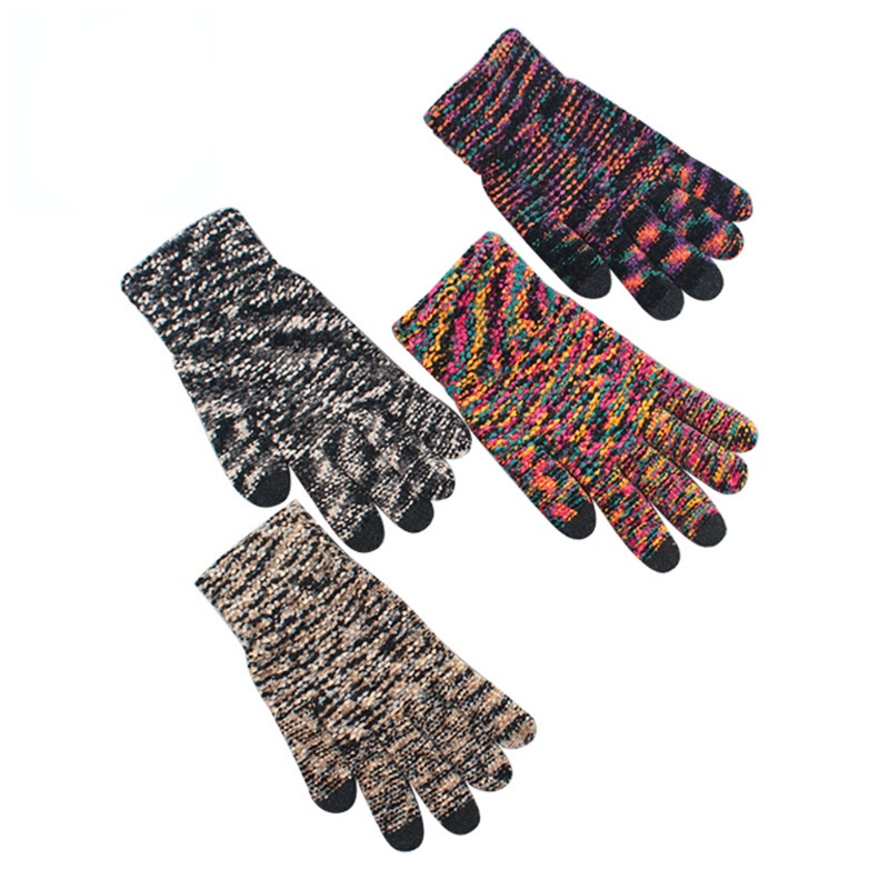 Wmmb Găng Tay Dệt Kim Vải Chenille Co Giãn Nhuộm Màu Giữ Ấm Mùa Thu Đông Có Thể Chạm Màn Hình Cảm Ứ