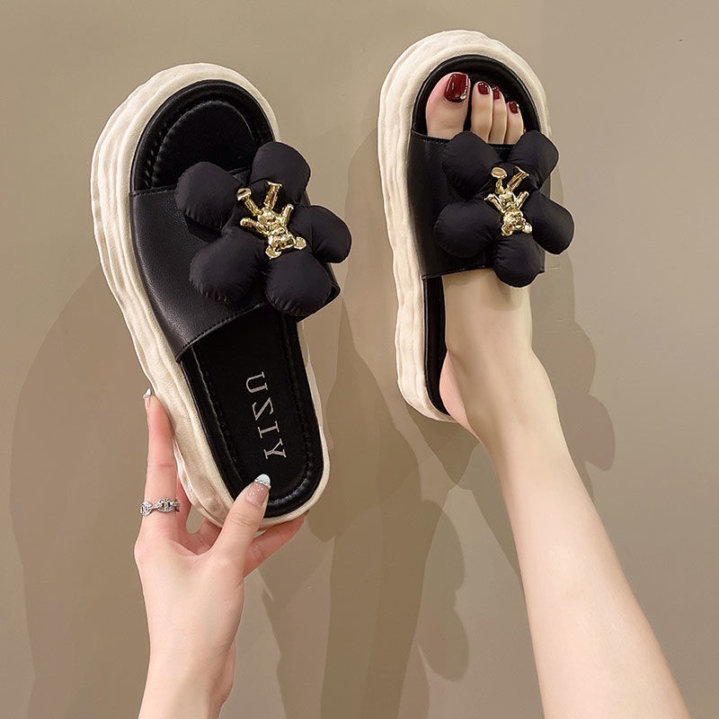 Dép Sandal Đế Dày Đính Nơ Thời Trang Mùa Hè Mới Dễ Phối Đồ