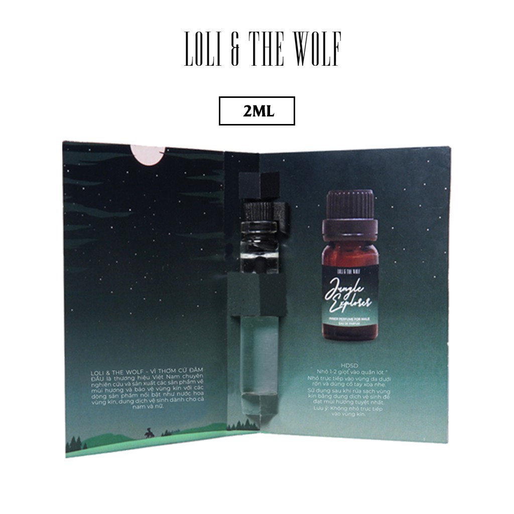 Nước hoa vùng kín nam Jungle Explorer chai 2ml nhỏ gọn tiện lợi - LOLI & THE WOLF Chính Hãng