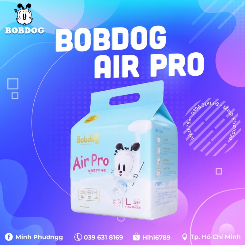 [1 THÙNG] Tã dán/Tã quần Bobdog Airpro size M62-L58-XL54-XXL50 miếng siêu mỏng và mềm mại