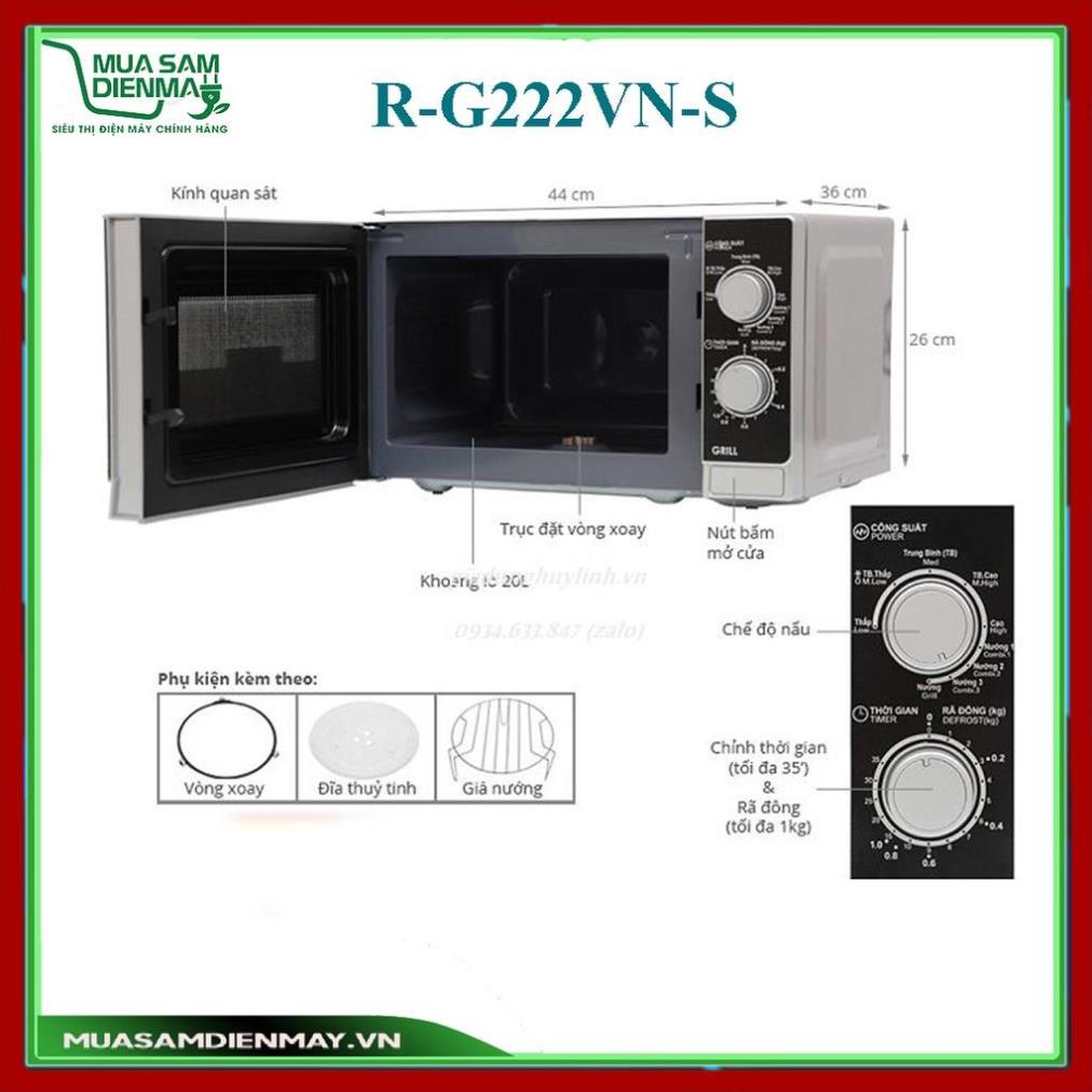 Lò vi sóng Sharp R-G222VN-S 20 lít có nướng | R-2235H 23 lít | R-207VN-SL 20 lít R-201VN-W không nướng - Hàng chính hãng