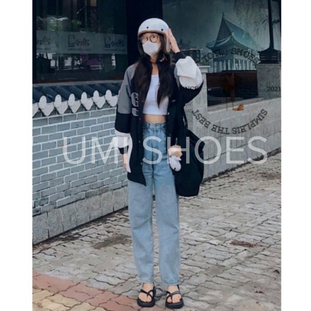 GIày Sandal Nữ Xỏ Ngón Kẹp Quai Mảnh Chéo Mũi tròn Đế Bằng Cao hot trend mới đơn giản đi chơi đi biển xinh đẹp