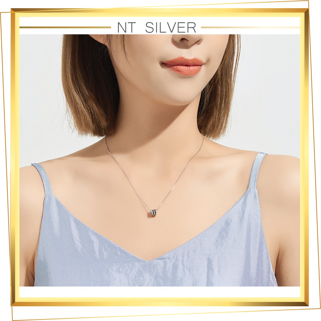 Dây Chuyền Bạc Nữ Vòng Cổ Bạc Ý 925 Mạ Bạch Kim Dành Cho Bạn Gái Hình Khối Trụ Nhỏ Xinh Xắn - NT Silver