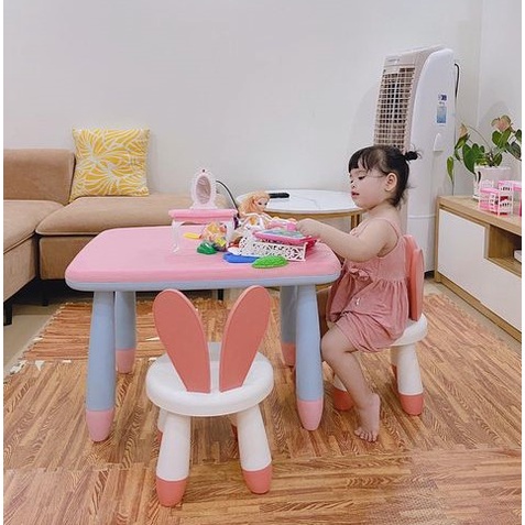 ❈Bộ bàn 2 ghế tai thỏ, trẻ em mẫu giáo nhựa ABS cao cấp phù hợp đến 8T