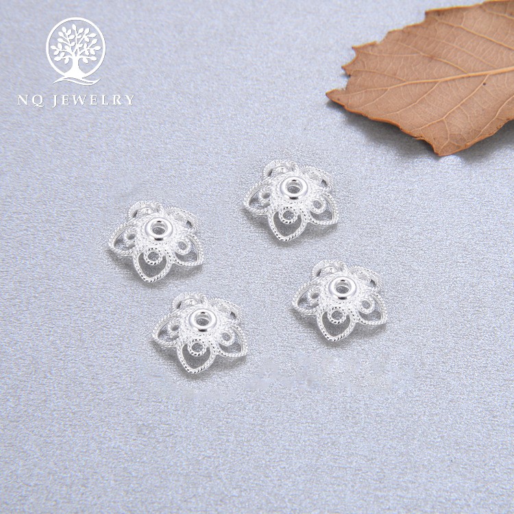 Charm bạc chụp hạt hoa 5 cánh - NQ Jewelry