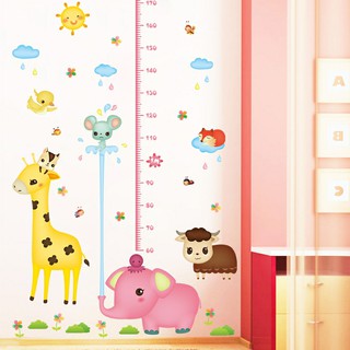 Decal dán tường thước đo voi hồng