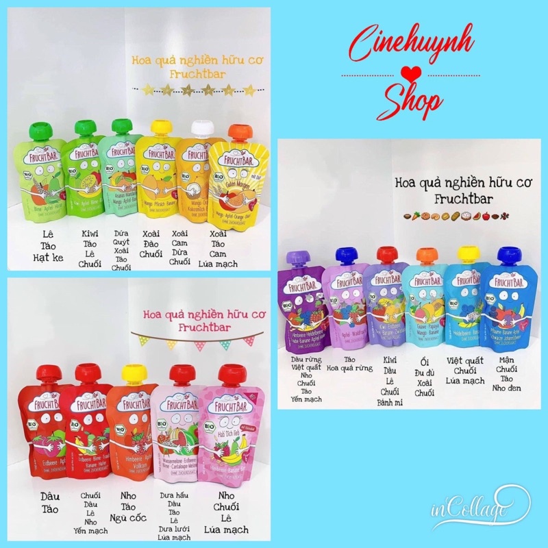 💦💦 HOA QUẢ NGHIỀN HỮU CƠ FRUCHTBAR ĐỨC ĐỦ VỊ CHO BÉ TỪ 6M💦💦
