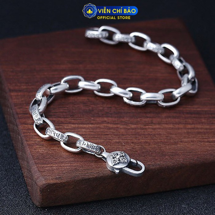 Lắc tay bạc nam Lục Tự Đại Minh Chú Chùy Kim Cang chất liệu bạc Thái 925 phụ kiện trang sức Viễn Chí Bảo L100261