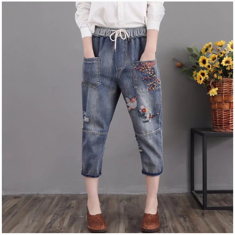 Quần bò bigsize cạp chun cá tính trẻ trung