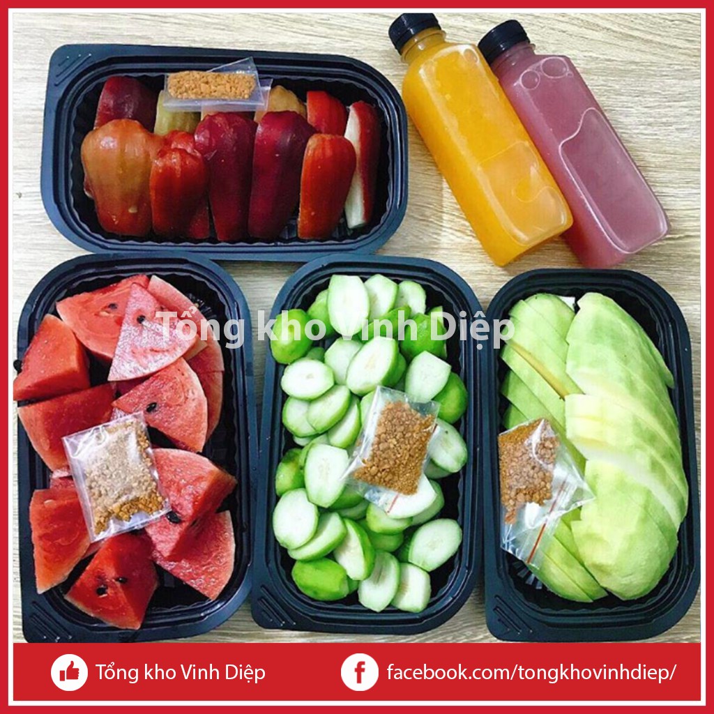 Combo 50 hộp nhựa đế đen đựng bánh, hoa quả dùng 1 lần - HT203