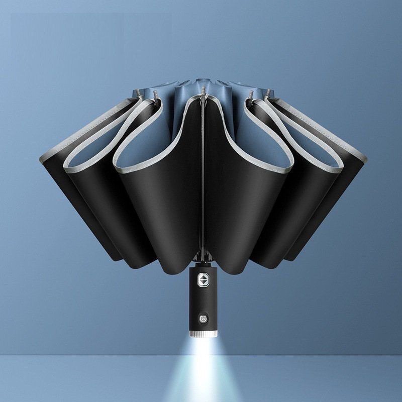 O dù tự động chống tia UV có đèn pin led siêu sáng, viền phản quang ban đêm cao cấp