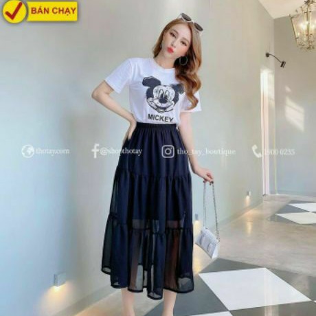 Chân váy vôn chữ A dáng dài qua gối mẫu mới nhất | BigBuy360 - bigbuy360.vn