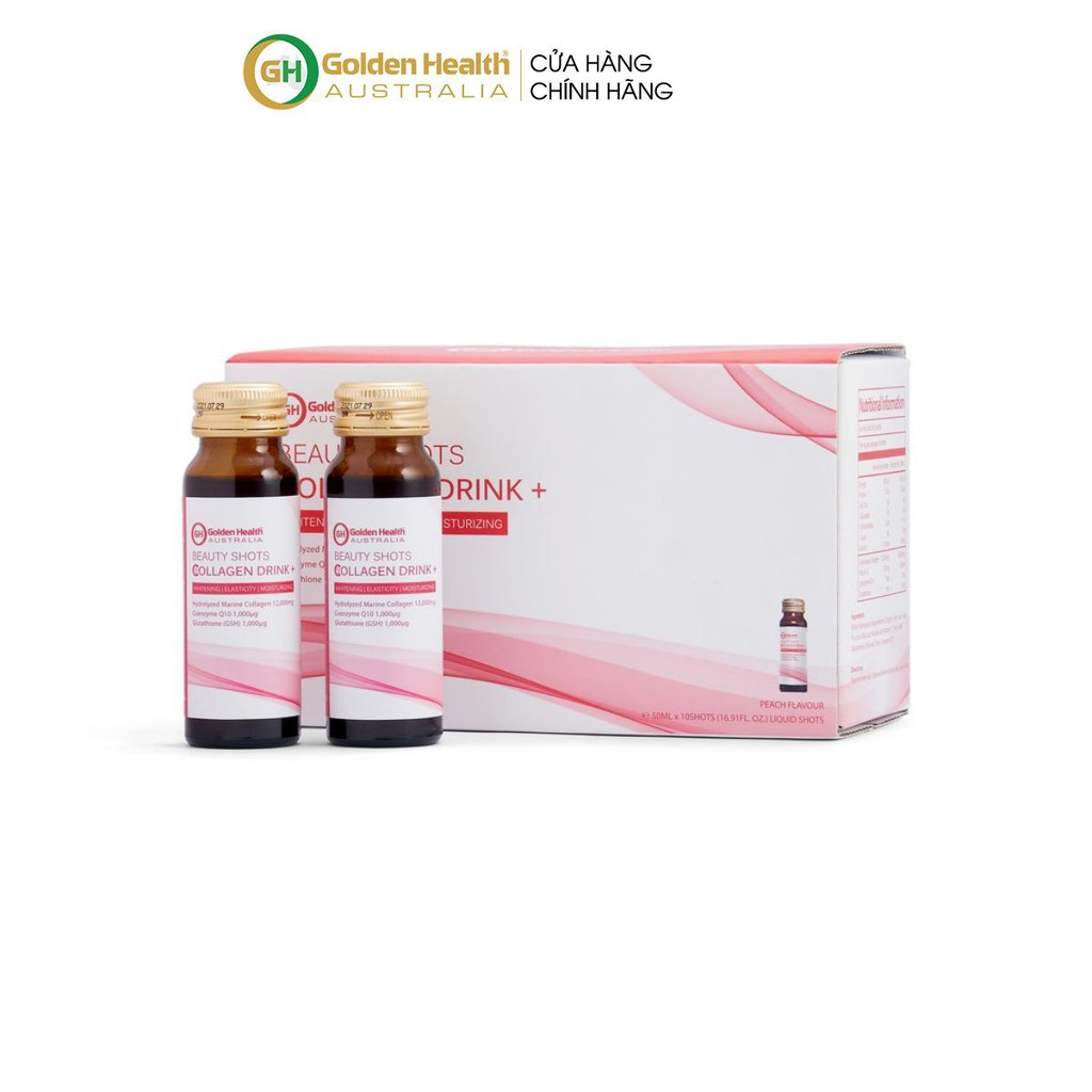 [GOLDEN HEALTH] Nước uống collagen hỗ trợ làm trắng da - Beauty Shots Collagen Drink hộp 10 lọ