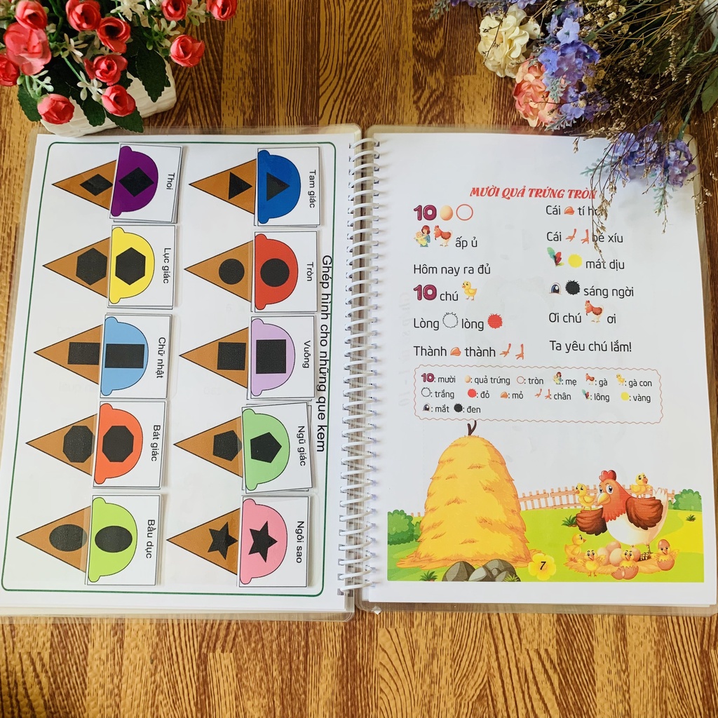 Bộ Học Liệu Bóc Dán Montessori 2in1 Giúp Bé Phát Triển Quan Sát, Tập Đọc, Tập Nói