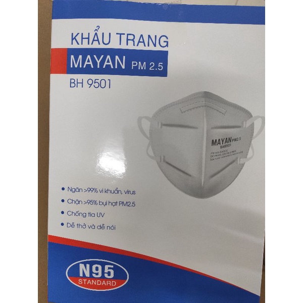 Combo khẩu trang Mayan BH9501 tiêu chuẩn N95, gói 2 chiếc