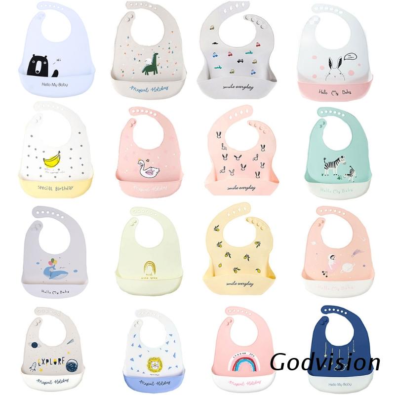 Yếm ăn chống vết bẩn và nước bằng silicone cấp thực phẩm tái sử dụng được dễ lau chùi cho em bé sơ sinh