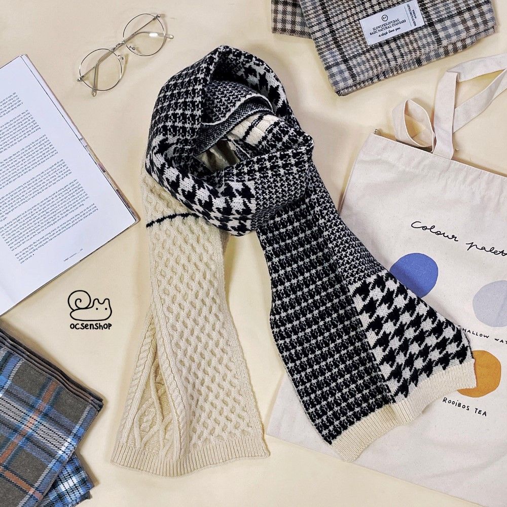 Khăn len họa tiết Houndstooth