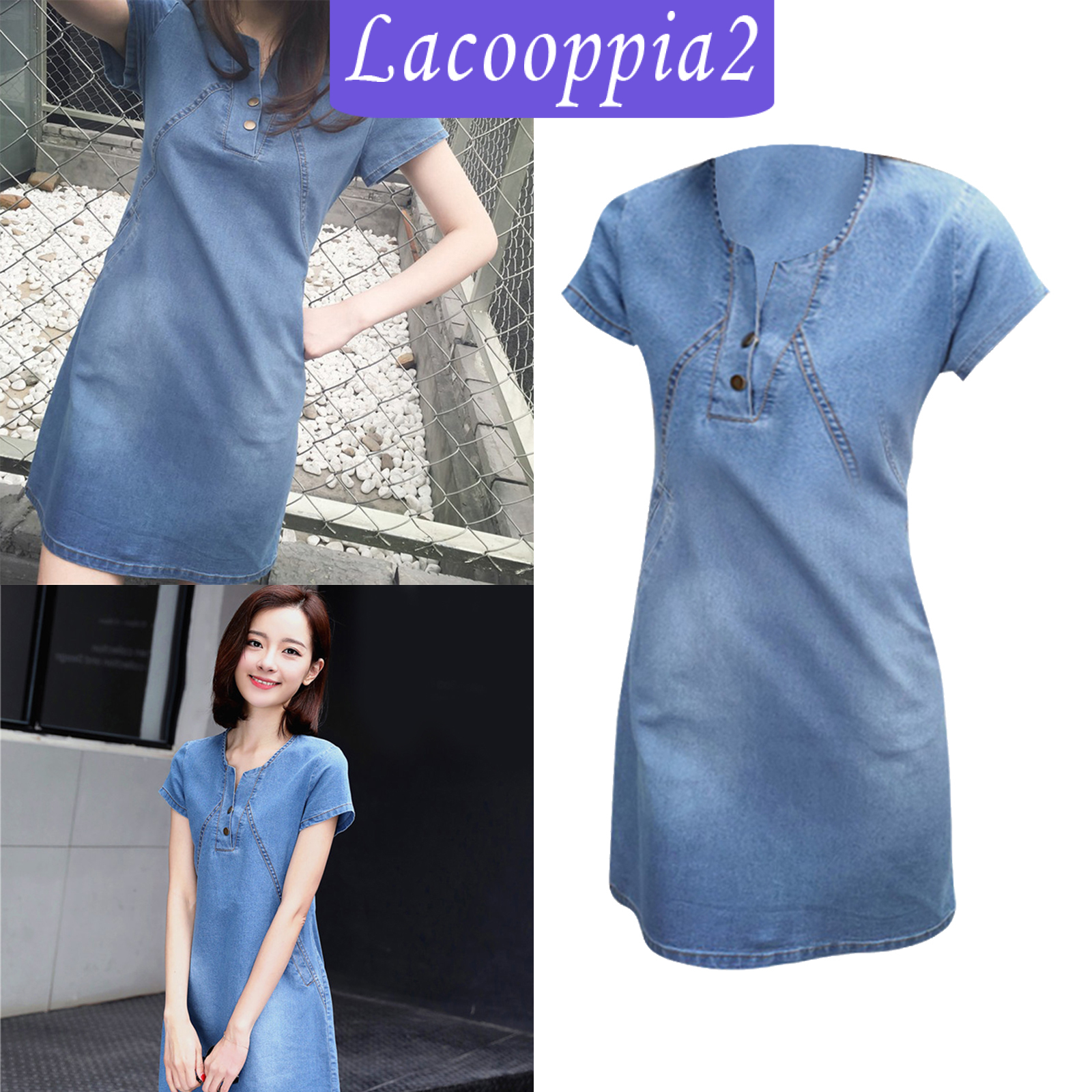 Đầm Denim Cổ Chữ V Gợi Cảm Lapoppia2