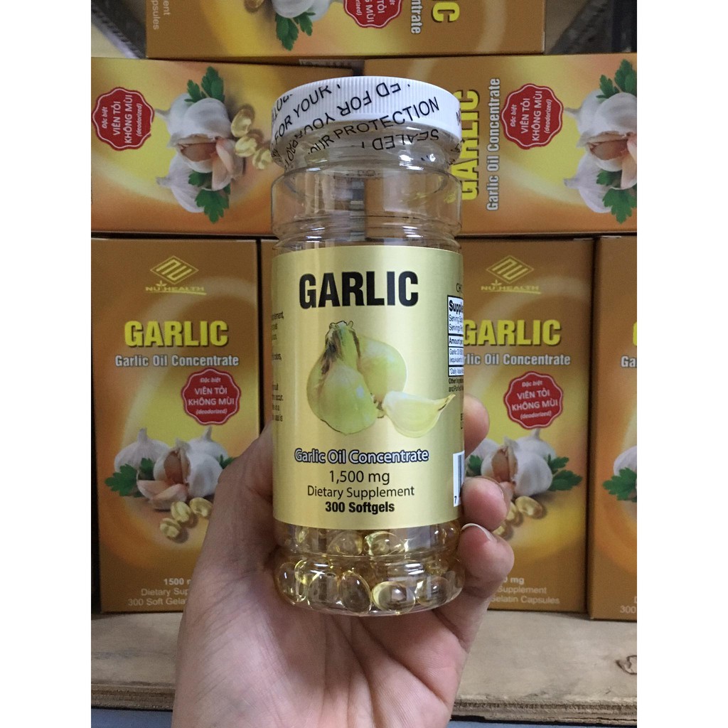 Tinh dầu tỏi không mùi Garlic Oil Concentrate NuHealth Mỹ lọ 300 viên tăng cường đề kháng, cam kết chính hãng